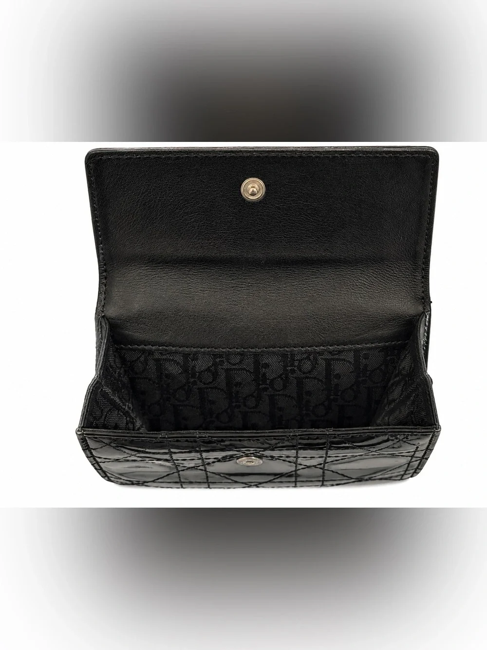 ✨ AUTHENTIC Christian Dior Black Patent Leather Cannage Wallet 🔥Excellent Pre-Ow